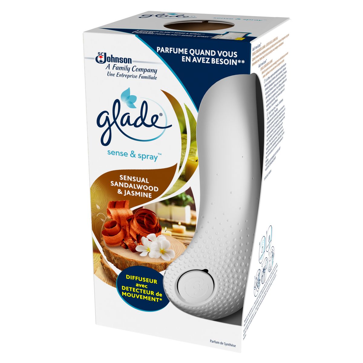 GLADE Sense & Spray Diffuseur à détecteur de mouvement bois de santal et jasmin 18ml