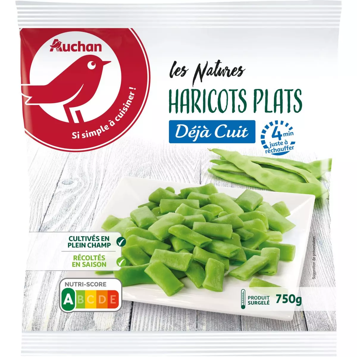 AUCHAN Déjà cuit - Haricots plats 5 portions 750g