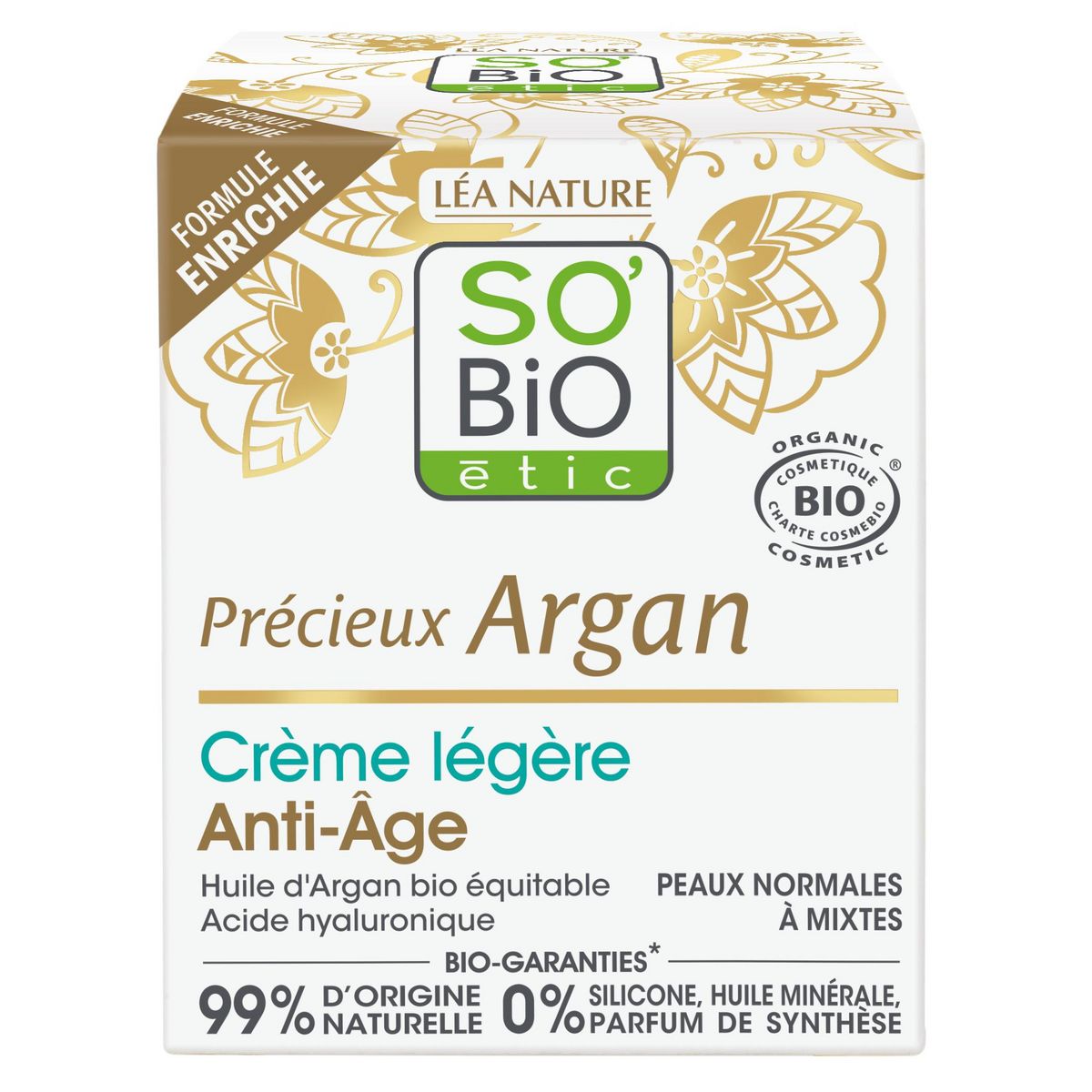 SO BIO ETIC Précieux Argan Crème légère anti-âge jour peaux normales à mixtes 50ml