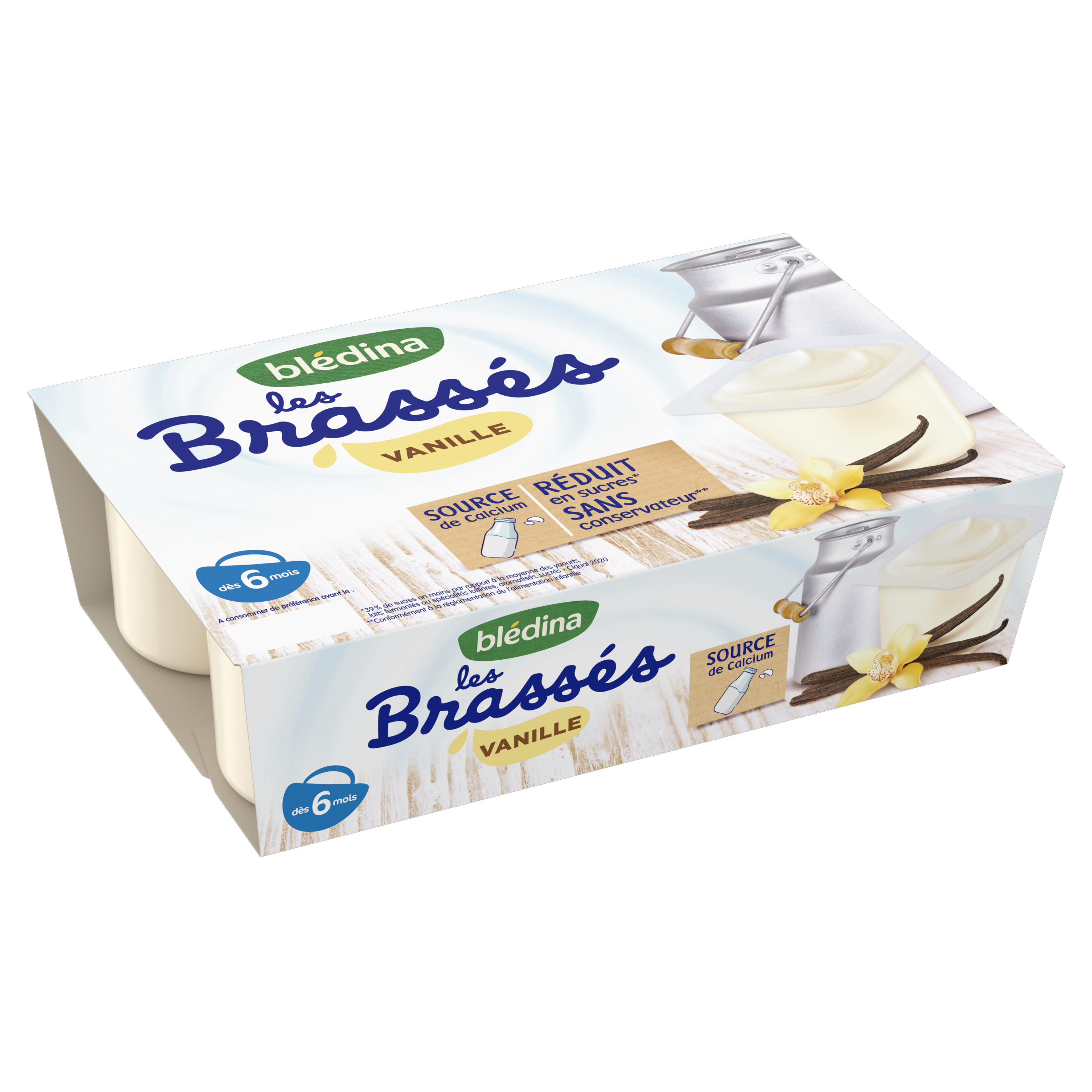 Voir la diapositive 2 : BLEDINA Les brassés petit pot dessert à la vanille dès 6 mois 6x95g