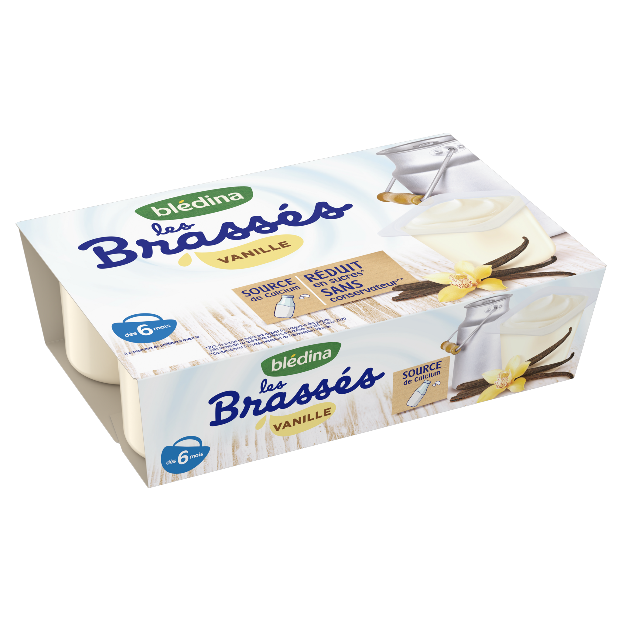 Voir la diapositive 2 : BLEDINA Les brassés petit pot dessert à la vanille dès 6 mois 6x95g