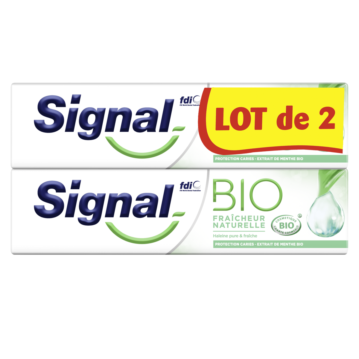 SIGNAL Dentifrice bio fraîcheur naturelle à la menthe 2x75ml