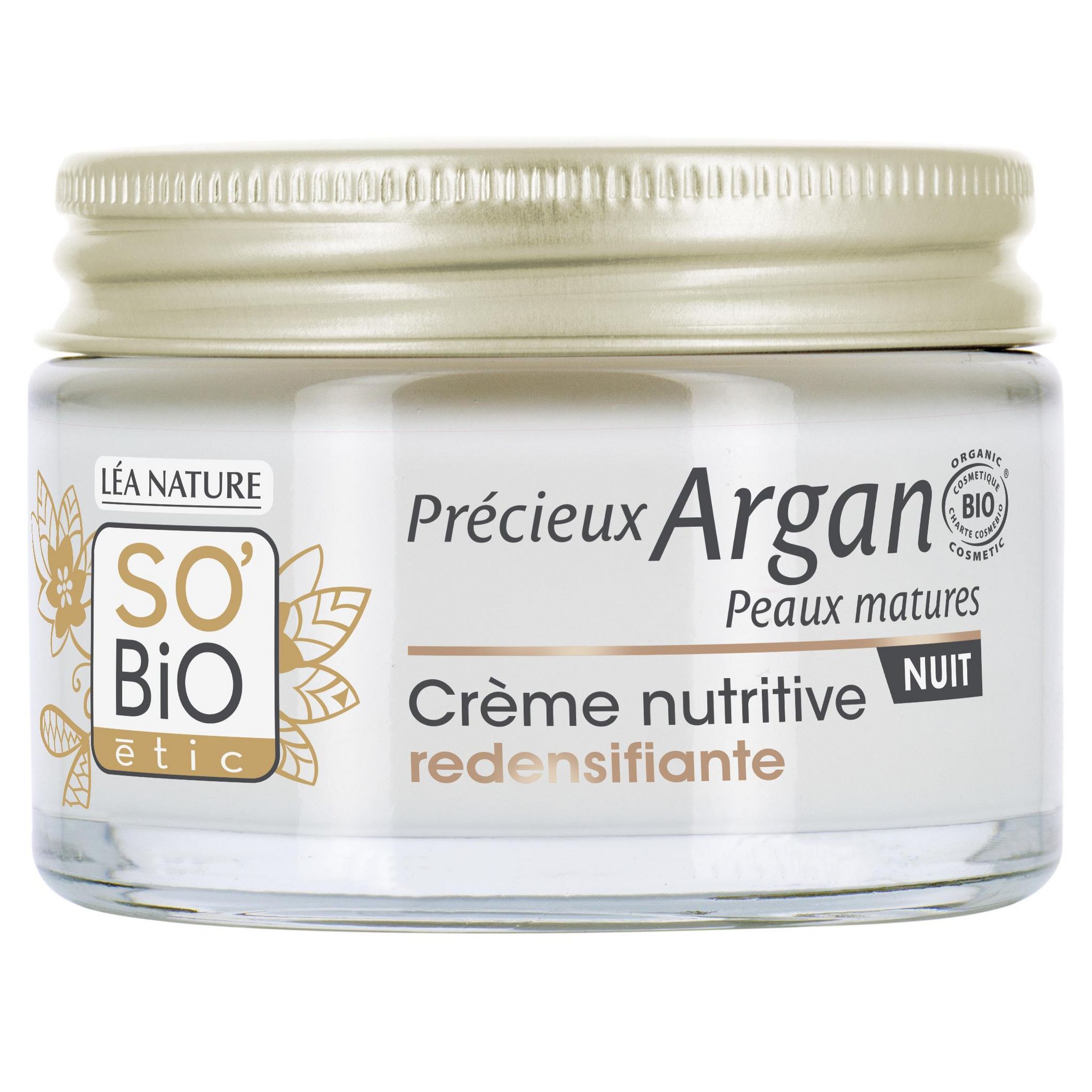 Voir la diapositive 2 : SO BIO ETIC Crème nutritive bio redensifiante nuit argan peaux matures 50ml