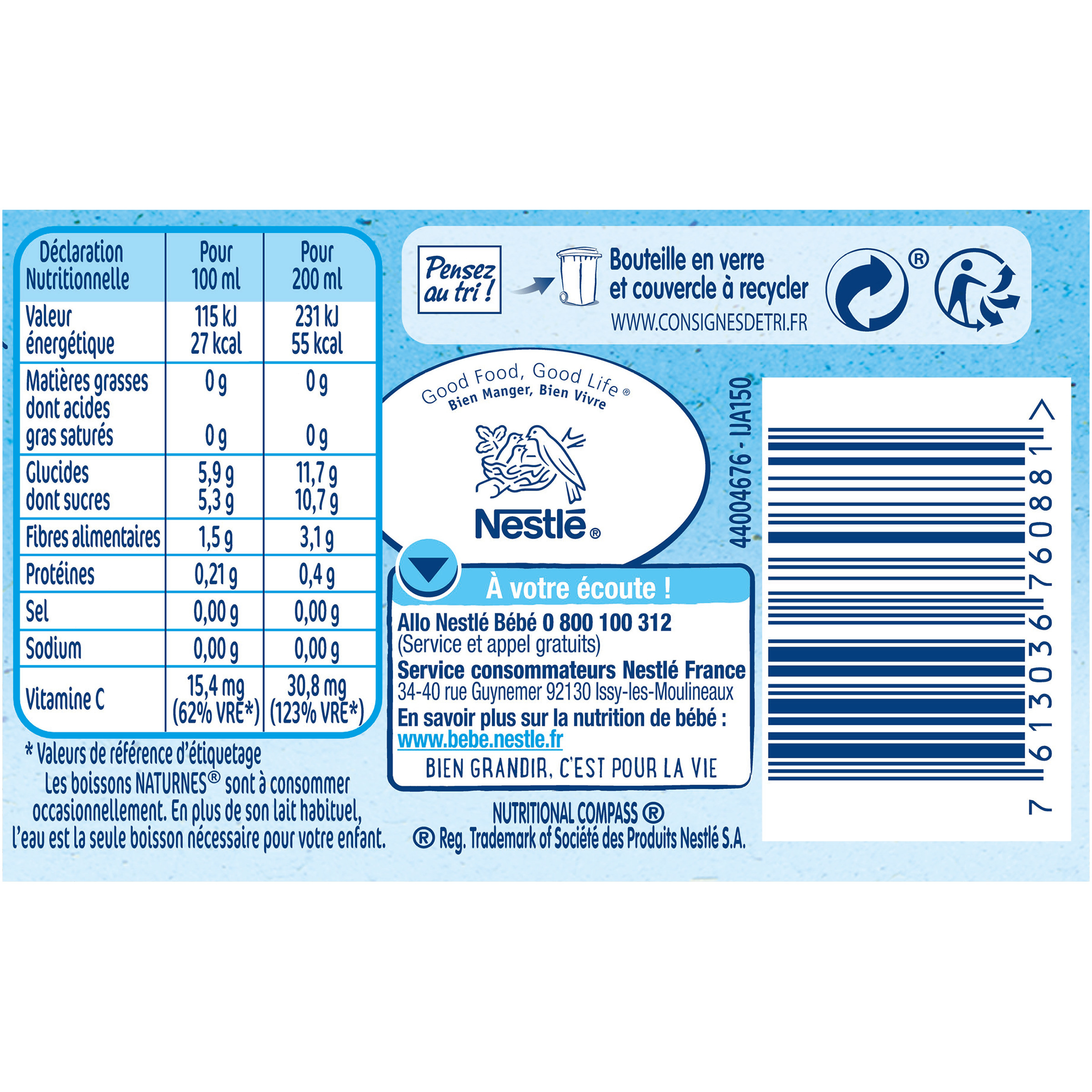 Voir la diapositive 2 : NESTLE Naturnes bio Jus de pommes et d'abricots dès 6 mois 200ml