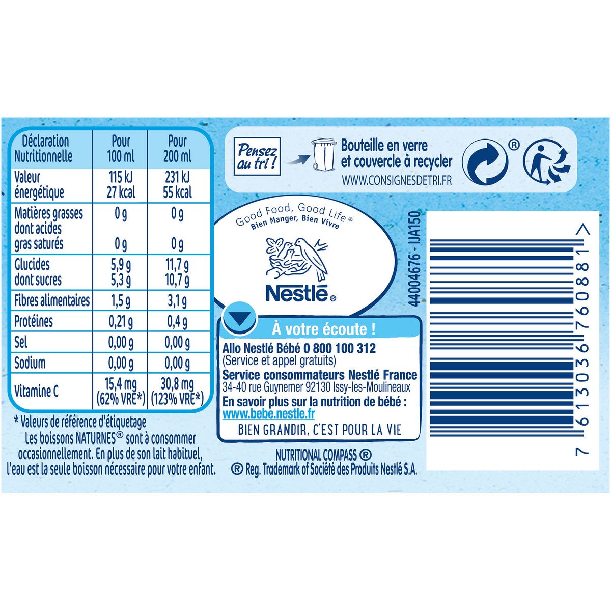 NESTLE Naturnes bio Jus de pommes et d'abricots dès 6 mois 200ml