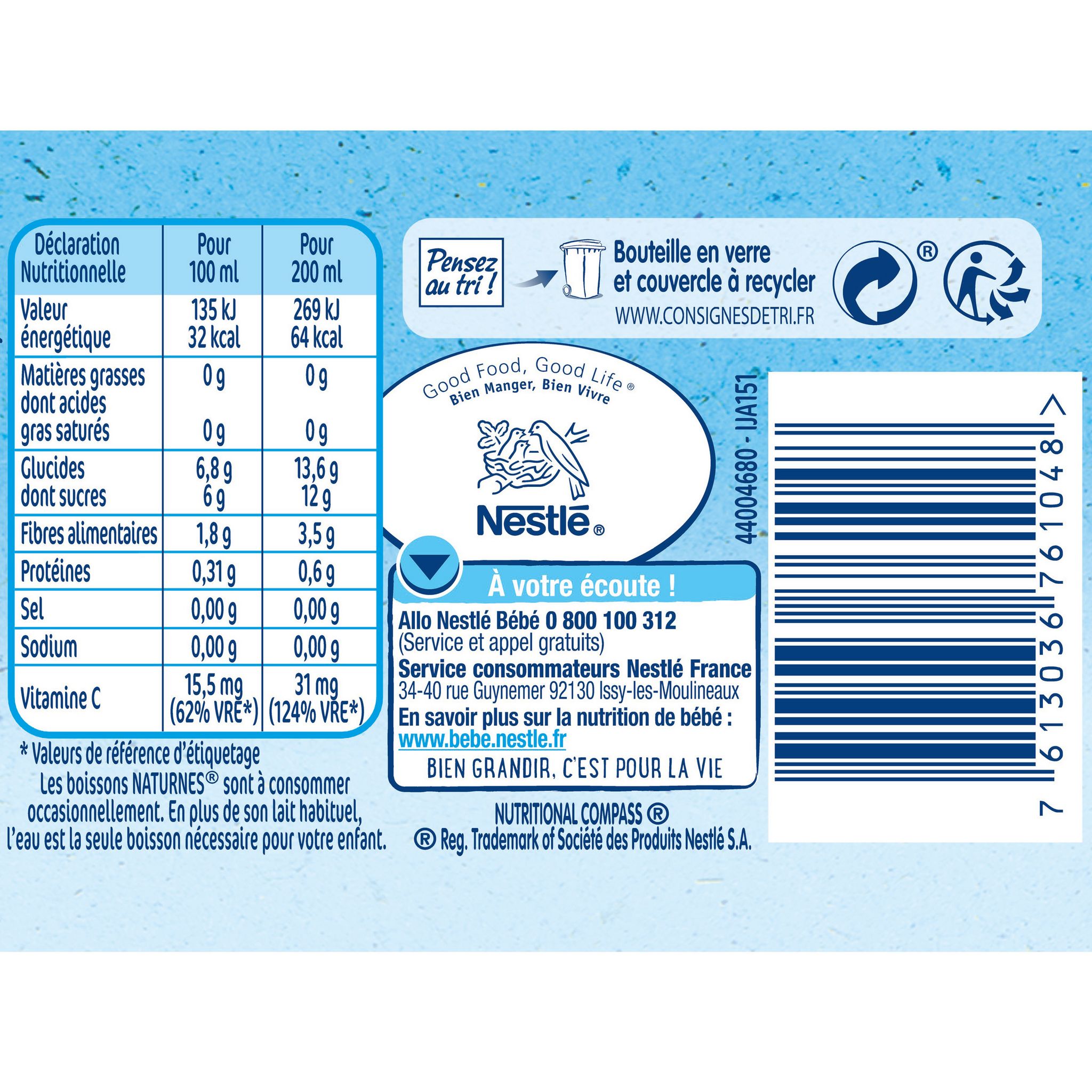 Voir la diapositive 2 : NESTLE Naturnes bio Jus de poire banane dès 6 mois sans sucres ajoutés 200ml