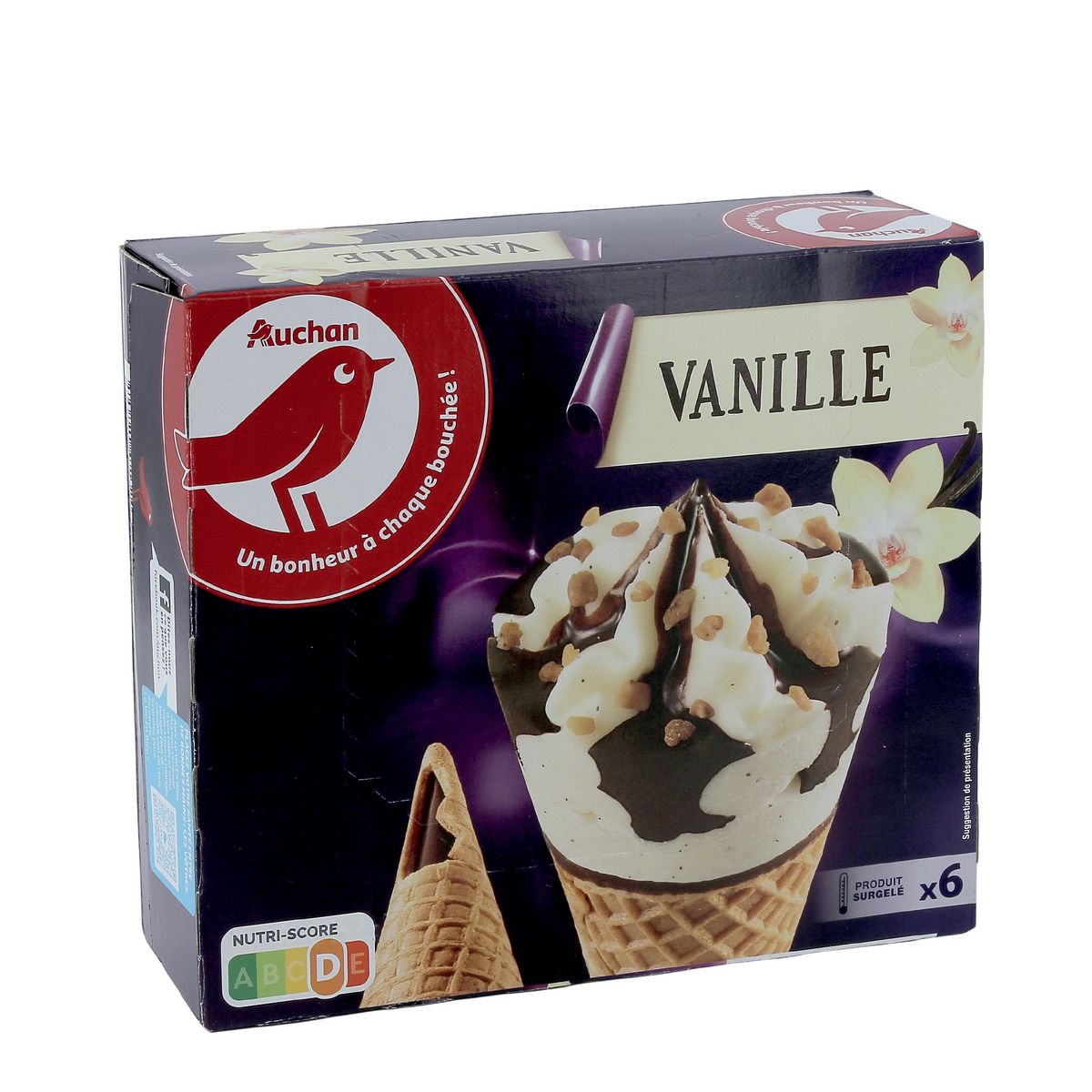 AUCHAN Cône glacé vanille 6 pièces 410g