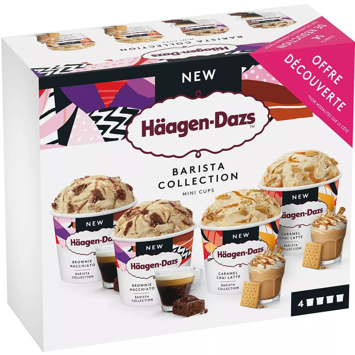 HAAGEN DAZS Mini pot de crème glacée barista collection 4 mini pots 318g