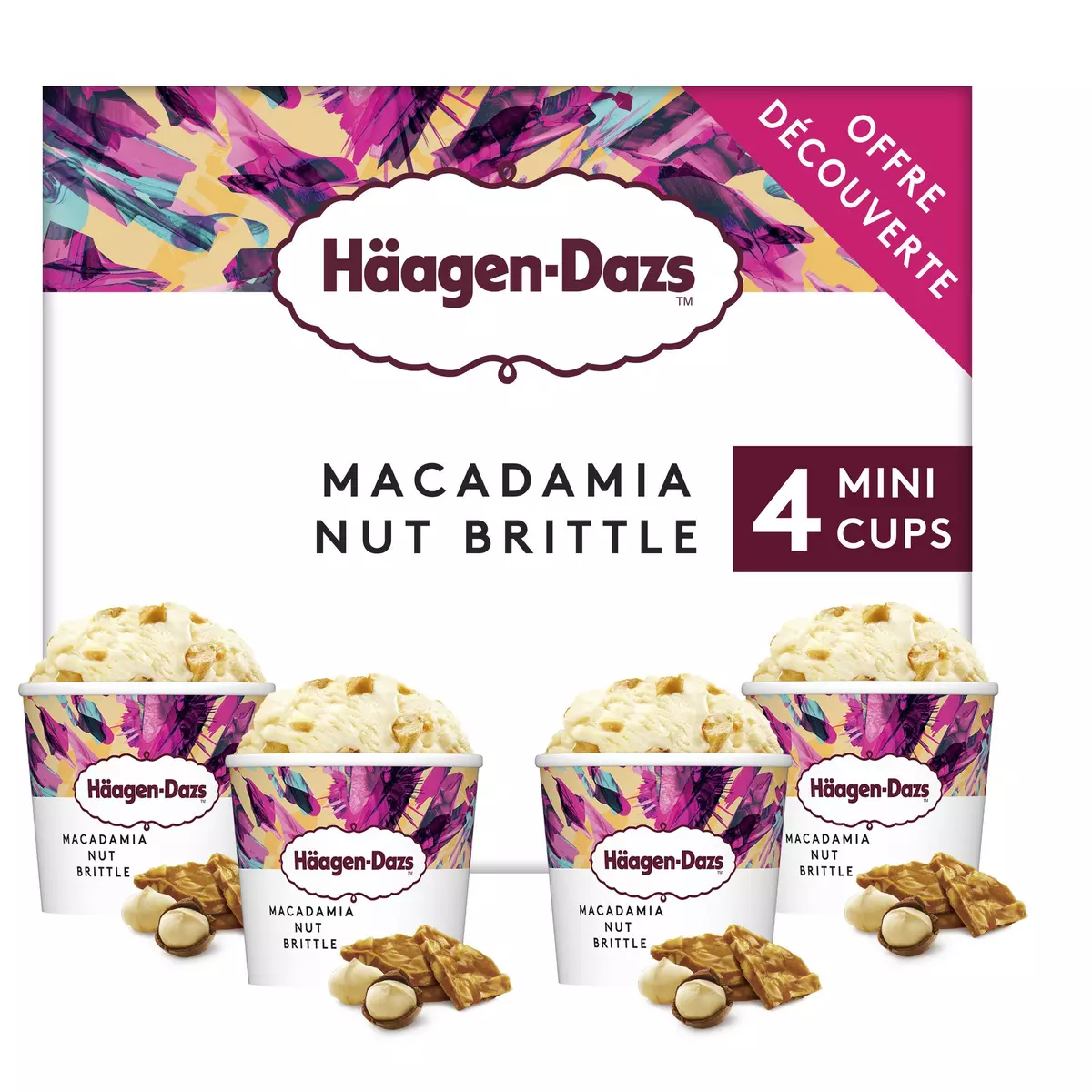 HAAGEN DAZS Mini-pot crème glacée vanille macadamia  4 pièces 320g