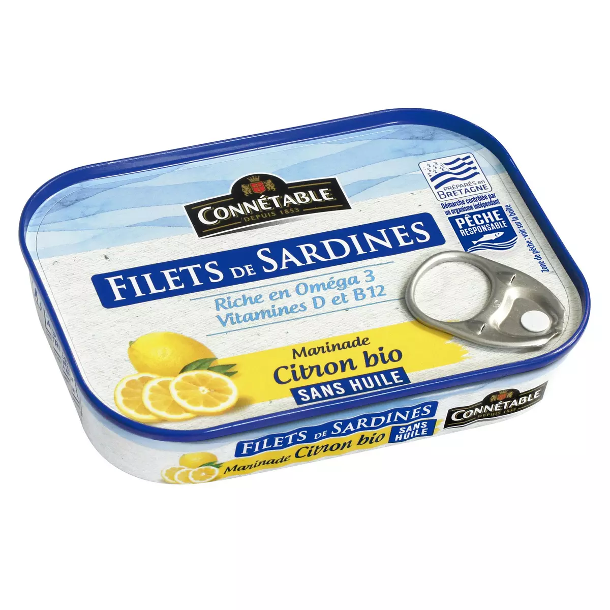 CONNETABLE Filets de sardines au citron sans huile préparés en bretagne 90g