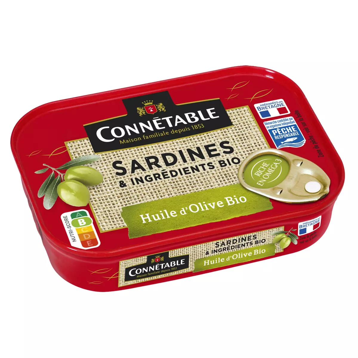 CONNETABLE Sardines à l'huile d'olive préparées en Bretagne 135g