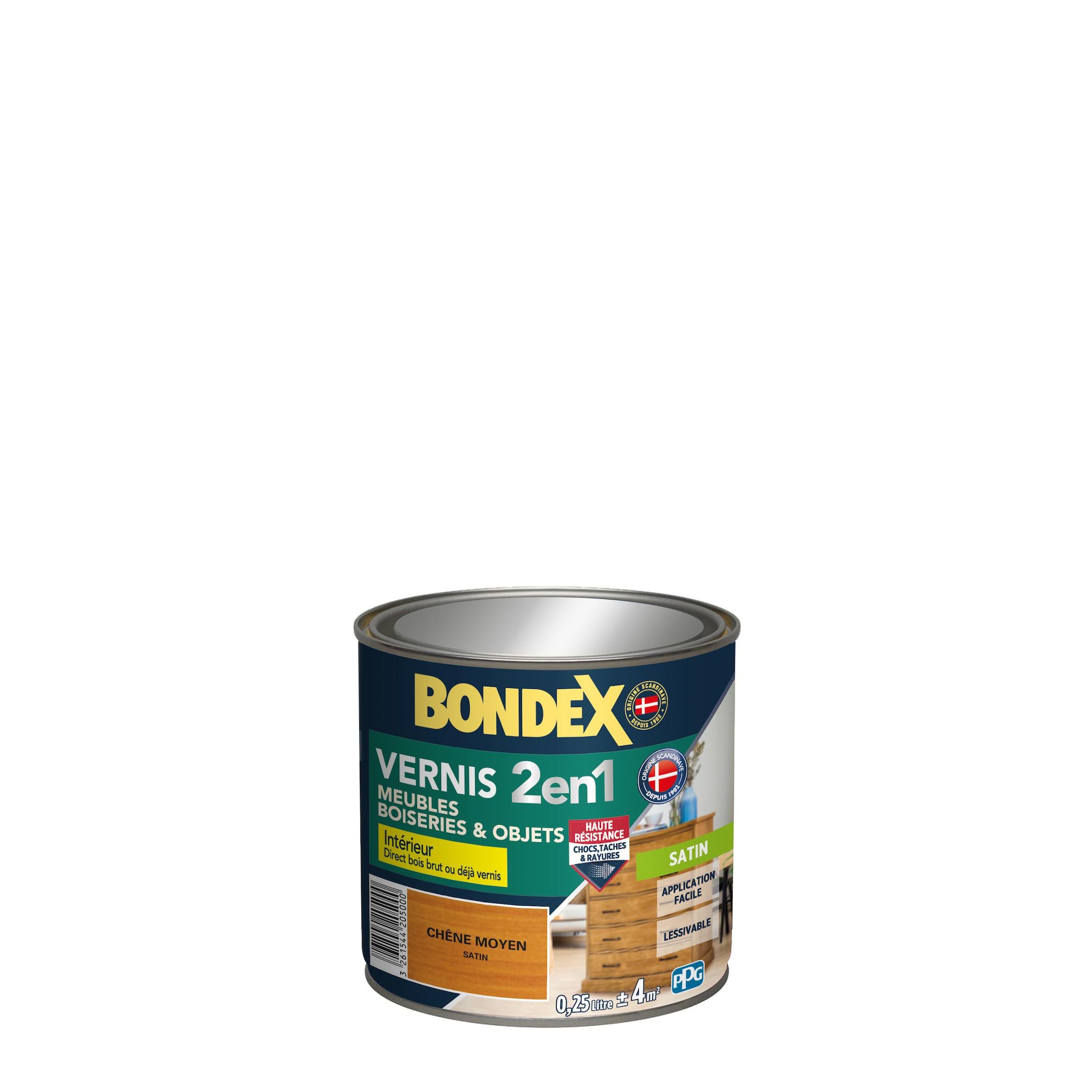 Voir la diapositive 1 : BONDEX Vernis bois chêne moyen satin 0,25l