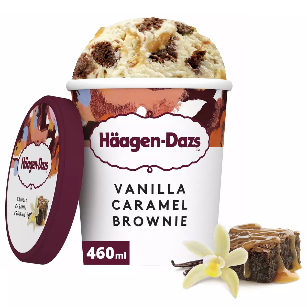 HAAGEN DAZS Pot de crème glacée vanille caramel brownie  386g