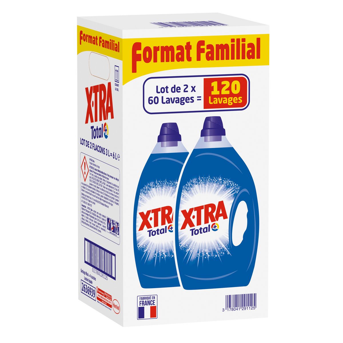 X-TRA Total Lessive diluée 120 lavages 2x3l