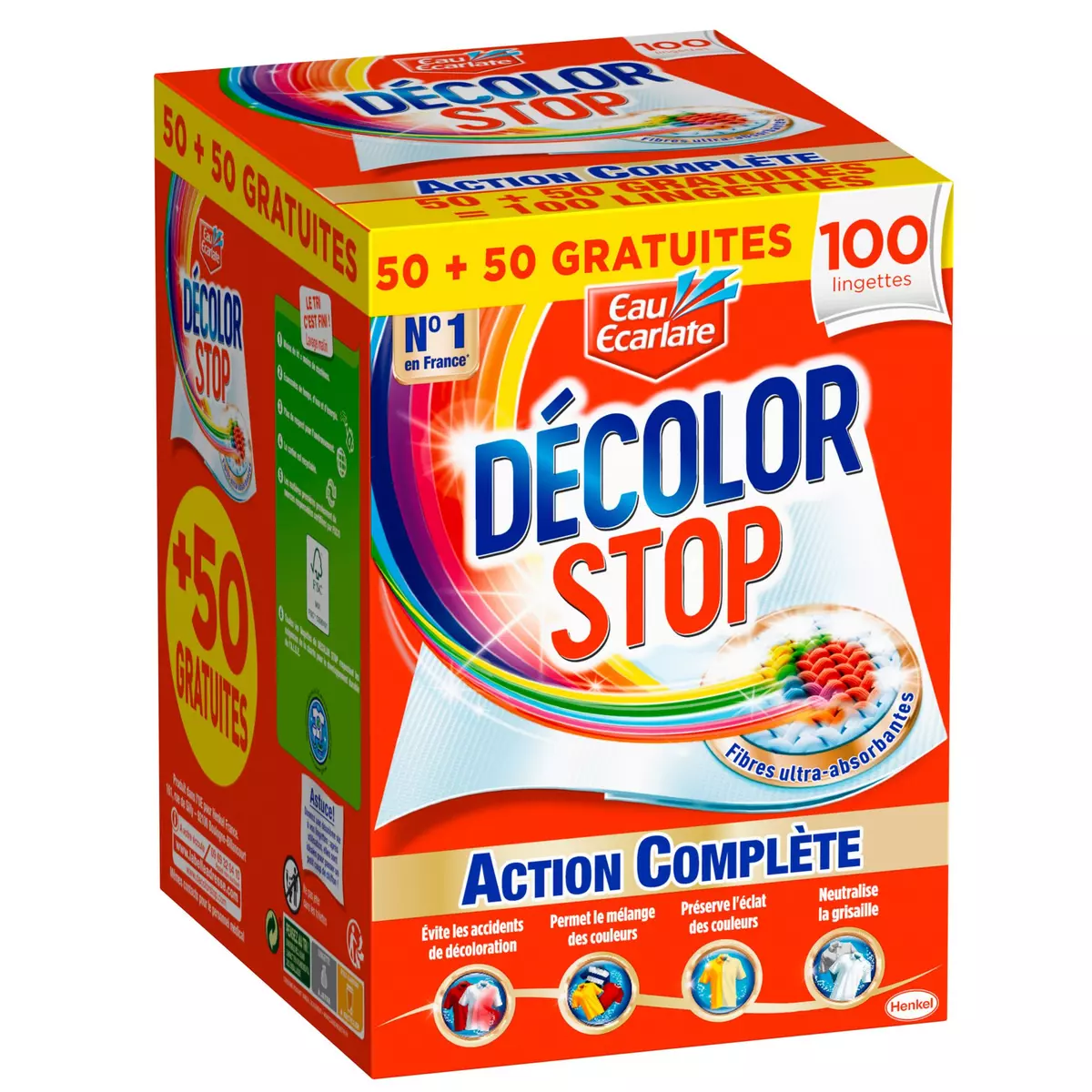 DECOLOR STOP Lingette anti-décoloration action complète 50 lingettes +50 offertes