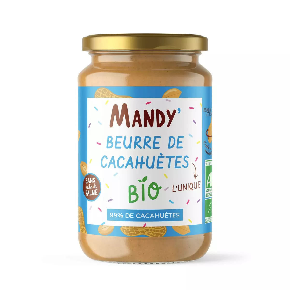 MANDY' Beurre de cacahuètes bio sans huile de palme 340g