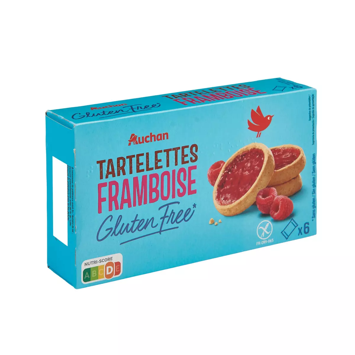 AUCHAN Tartelettes framboise sans gluten 6 sachets 130g