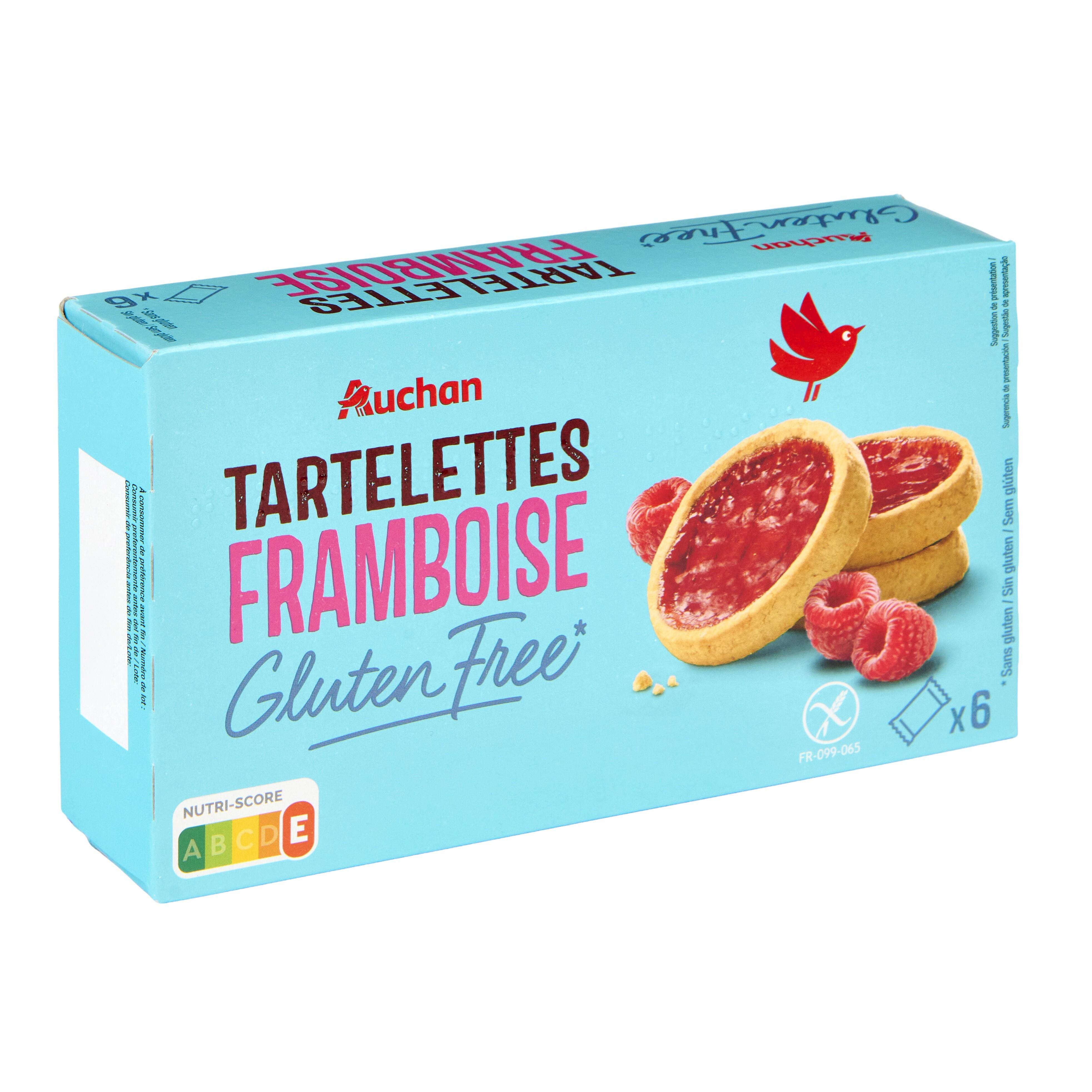 Voir la diapositive 2 : AUCHAN Tartelettes framboise sans gluten 6 sachets 130g
