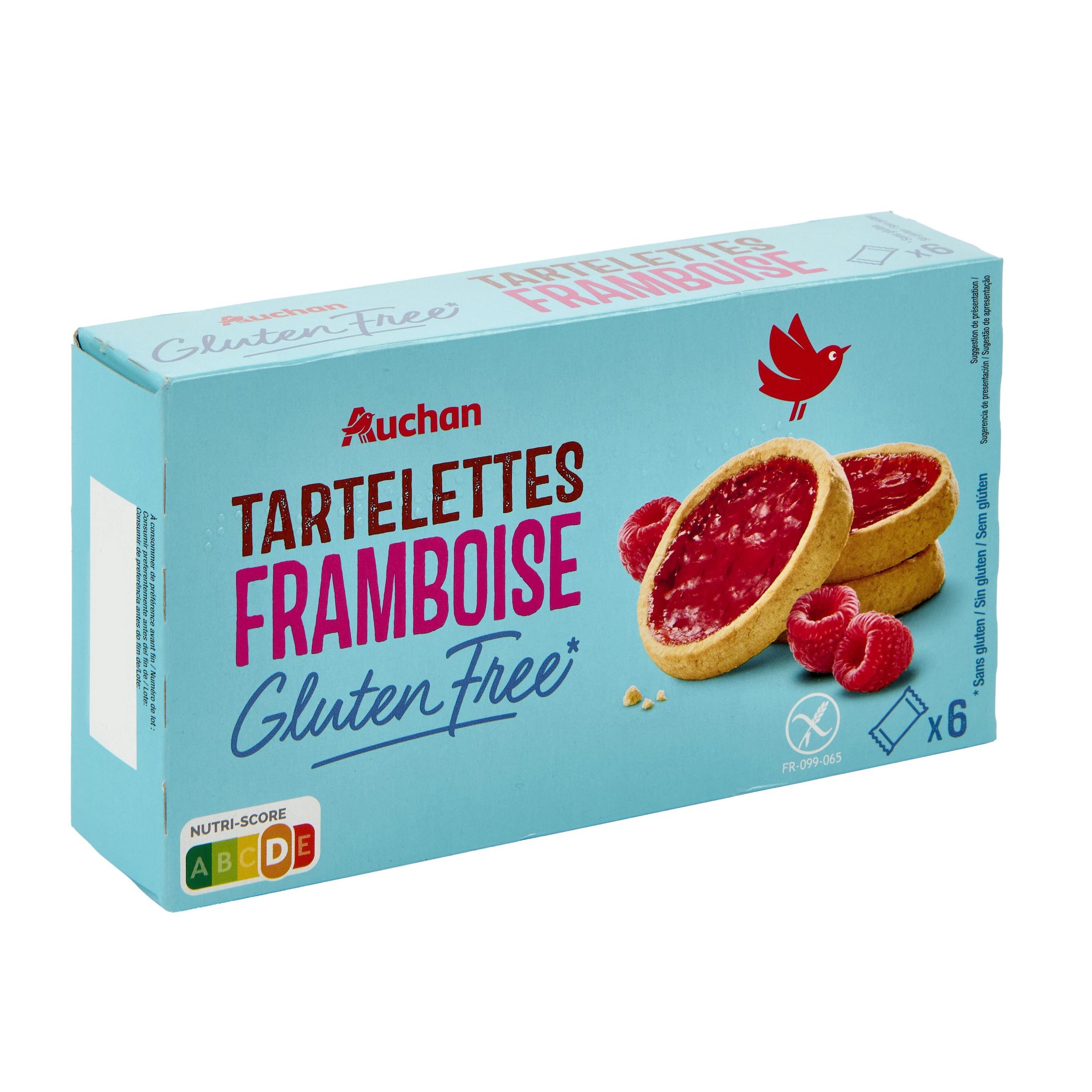 Voir la diapositive 2 : AUCHAN Tartelettes framboise sans gluten 6 sachets 130g