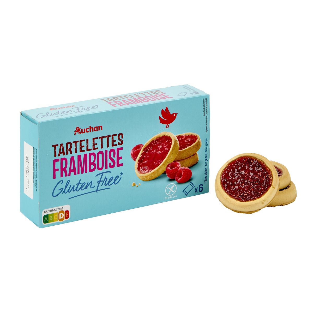 AUCHAN Tartelettes framboise sans gluten 6 sachets 130g