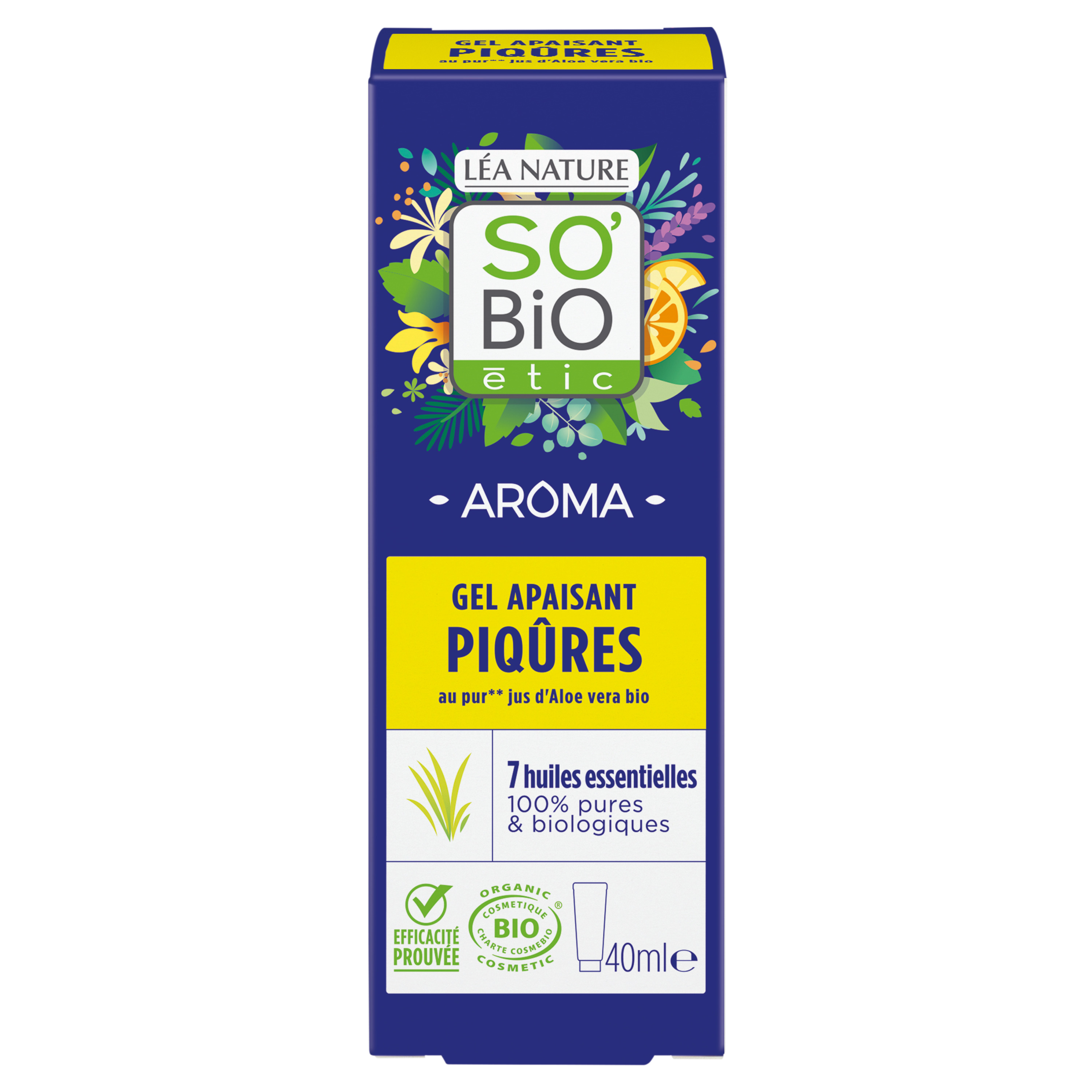 SO BIO ETIC AROMA gel apaisant piqûres à l'aloe vera et aux 7 huiles essentielles bio 40ml