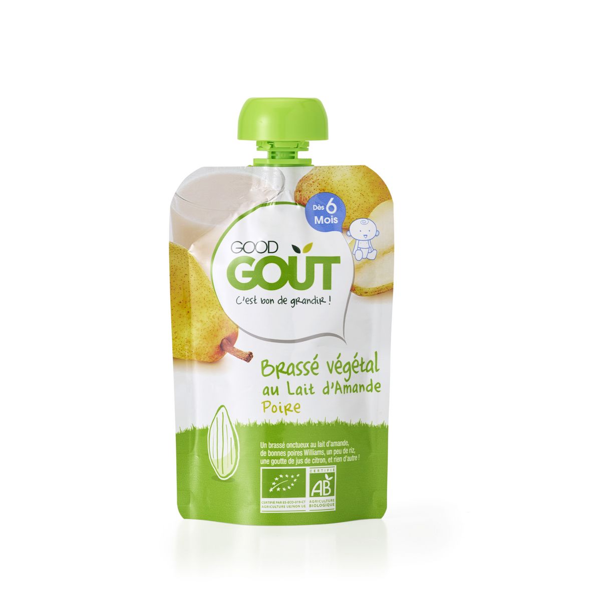 GOOD GOUT Gourde dessert brassé poire et lait d'amande bio dès 6 mois 90g
