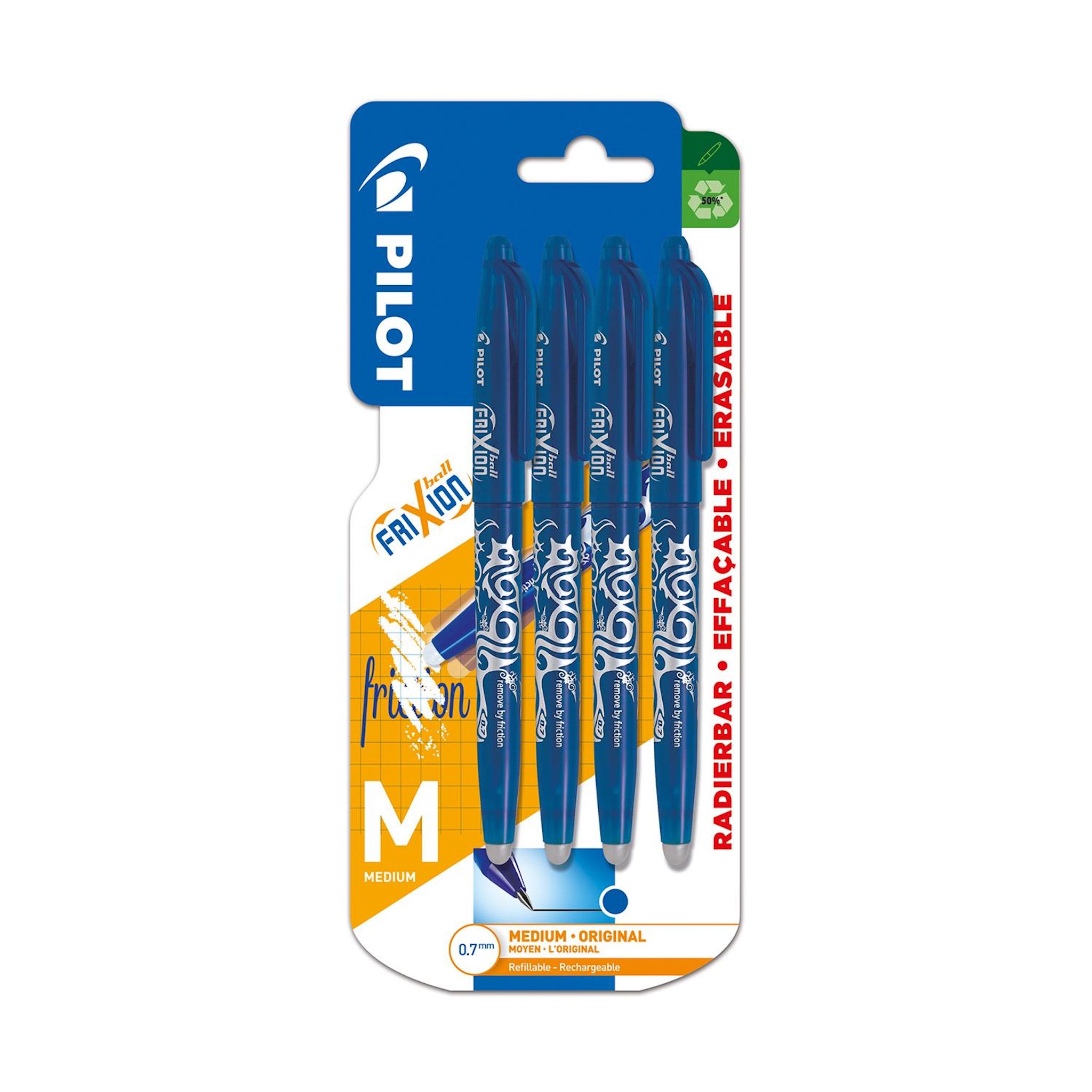 PILOT Stylos Frixion Ball Pointe médium 0.7mm - Bleu