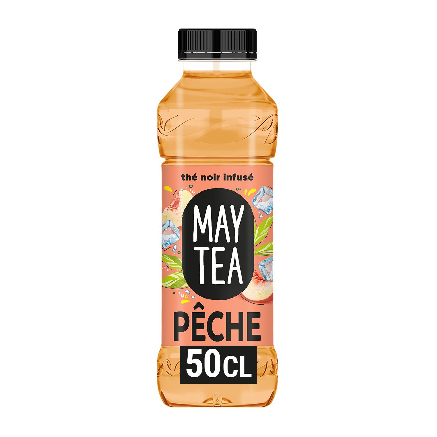 Voir la diapositive 2 : MAYTEA Boisson au thé noir infusé saveur pêche blanche bouteille 50cl