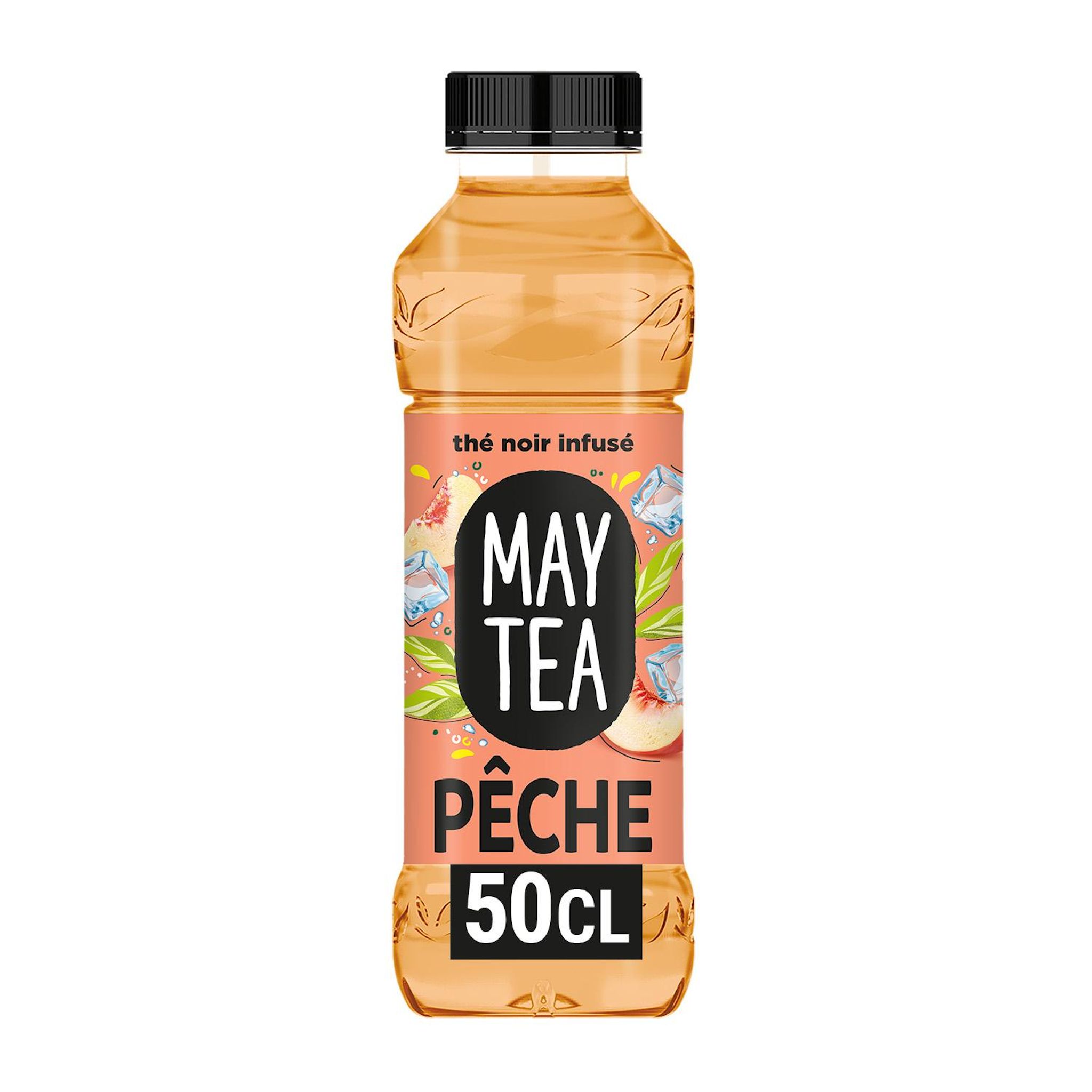 Voir la diapositive 2 : MAYTEA Boisson au thé noir infusé saveur pêche blanche bouteille 50cl
