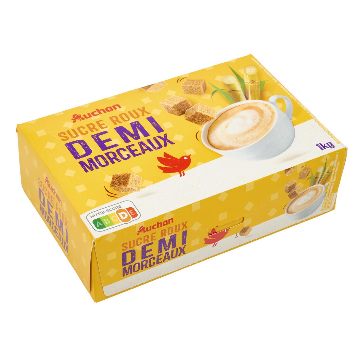 AUCHAN Sucre roux pure canne en demi-morceau 1kg