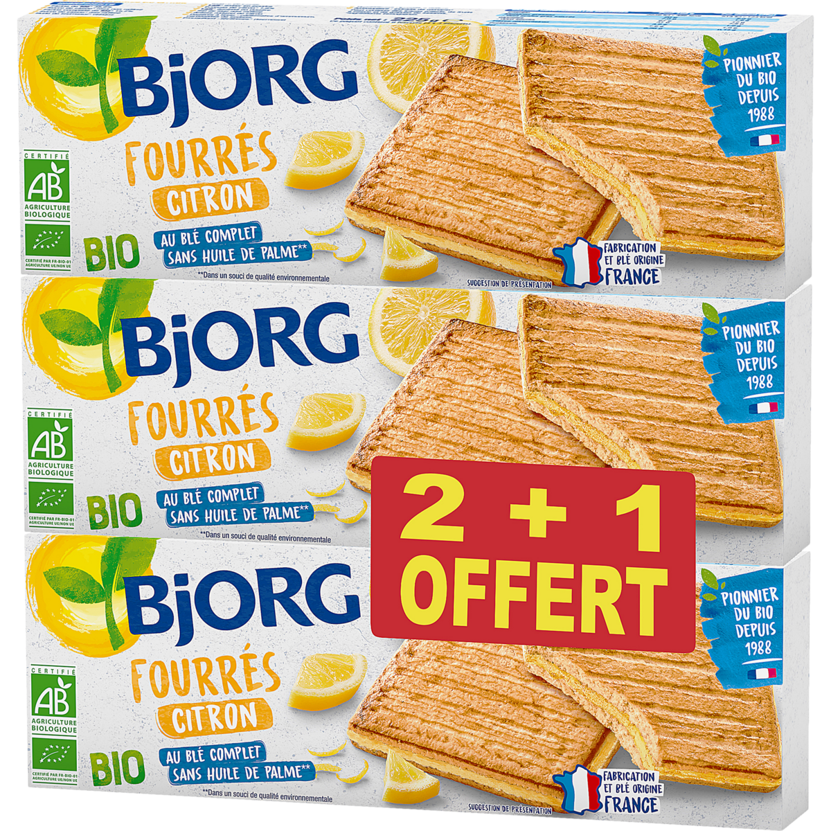 BJORG Fourrés citron bio 3x225g 675g