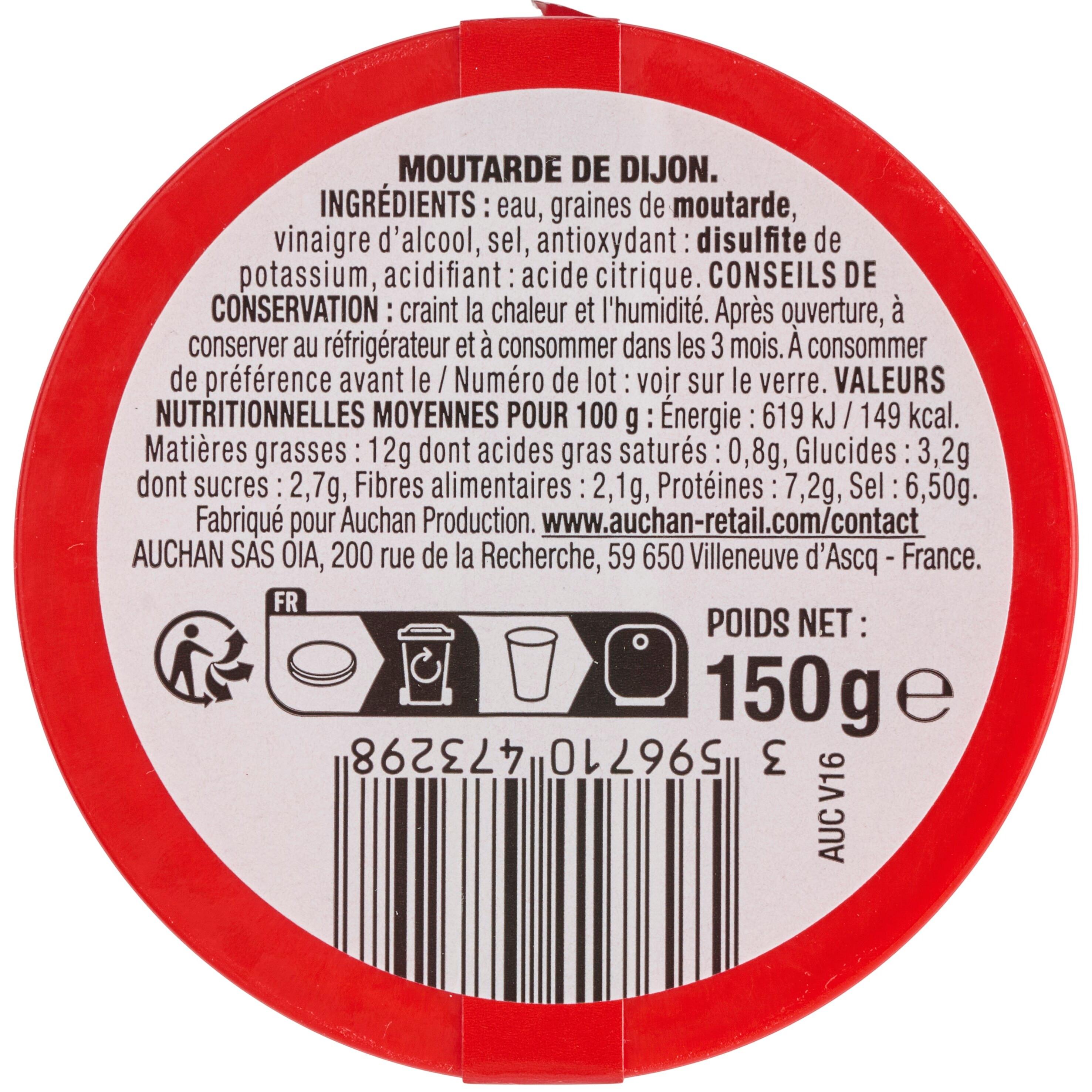 Voir la diapositive 2 : AUCHAN Moutarde forte de Dijon 150g