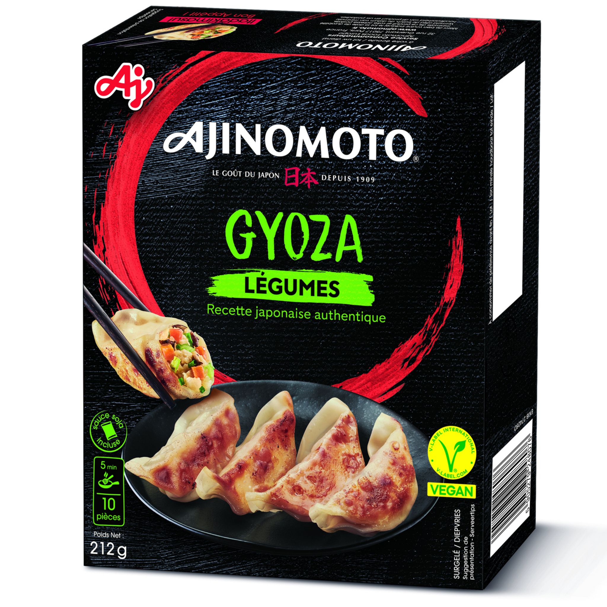 AJINOMOTO Gyoza Raviolis à poêler légumes sauce soja incluse 10 pièces 212g