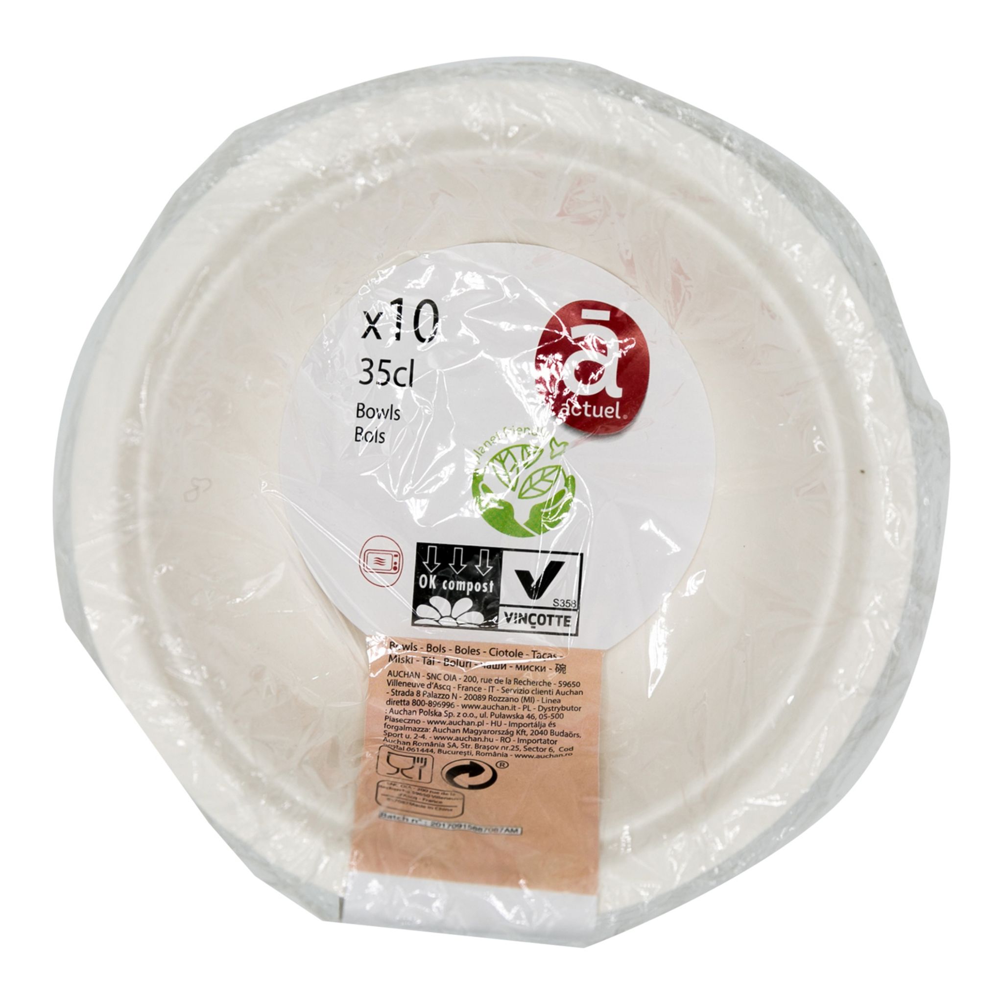 Voir la diapositive 1 : ACTUEL Lot de 10 coupelles en carton blanc compostables 35cl