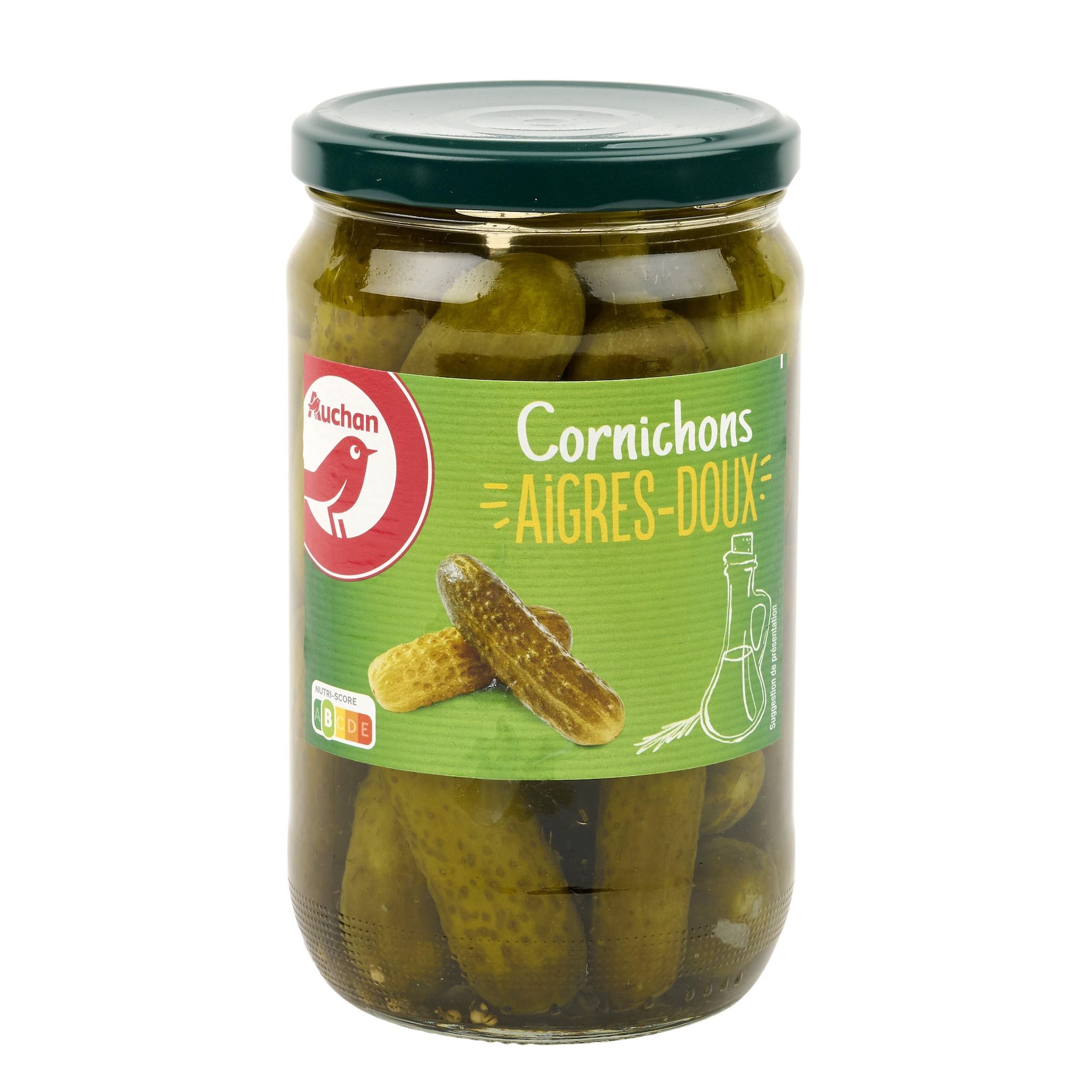Voir la diapositive 5 : AUCHAN Cornichons aigres-doux 360g