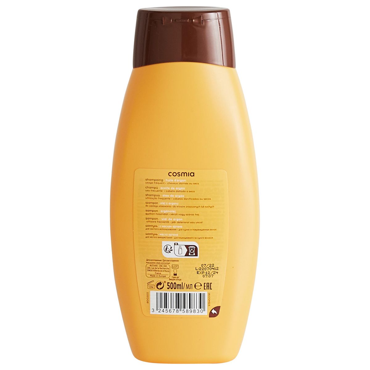 COSMIA Shampoing à l'huile d'argan cheveux abimés ou secs 500ml