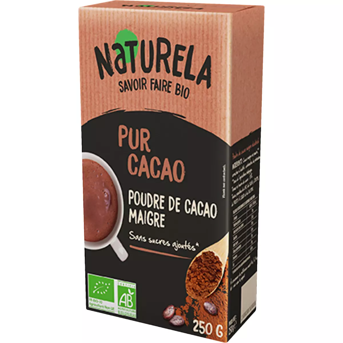 NATURELA Cacao bio 100% maigre 10-12% de matière grasse 250g
