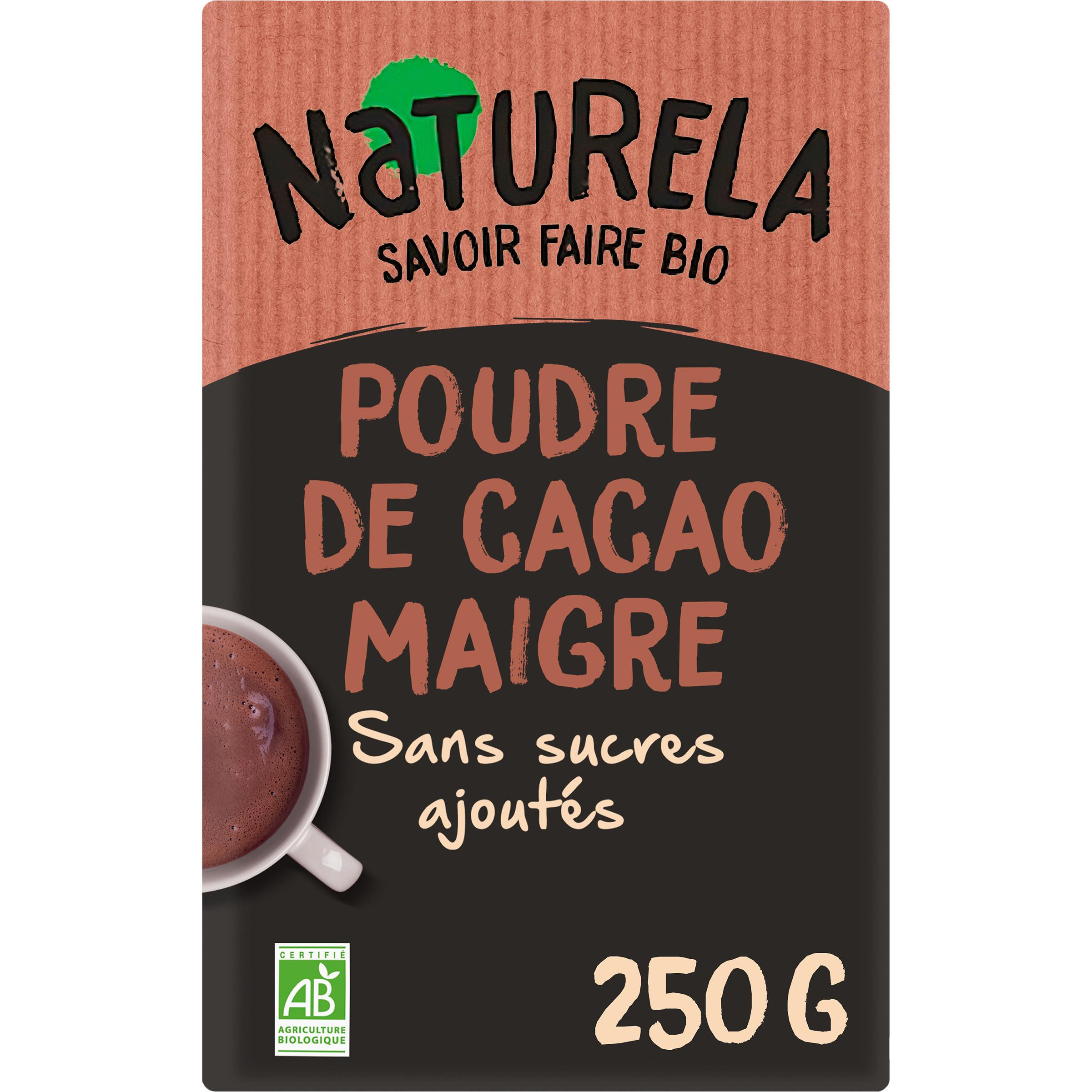 Voir la diapositive 2 : NATURELA Cacao bio 100% maigre 10-12% de matière grasse 250g
