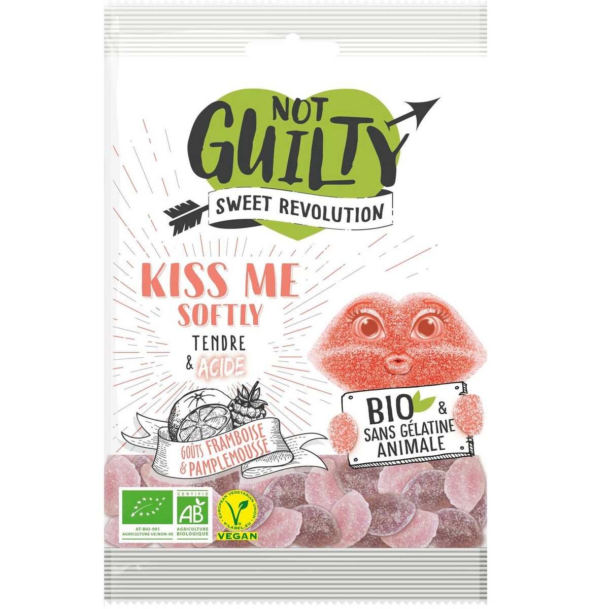 NOT GUILTY Bonbons bio goût framboise et pamplemousse 100g