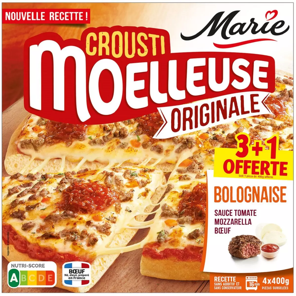 MARIE Pizza Croustimoelleuse Originale bolognaise 3+1 offerte 1,6kg