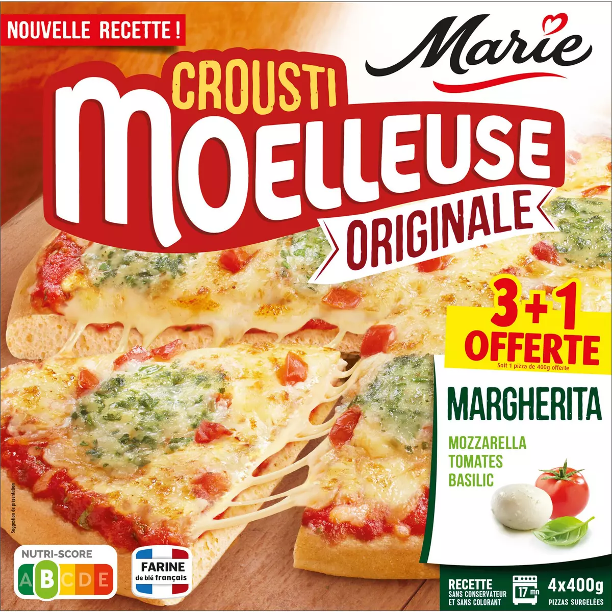 MARIE Pizza Crousti moelleuse Margarita  3+1 offerte 4x400g
