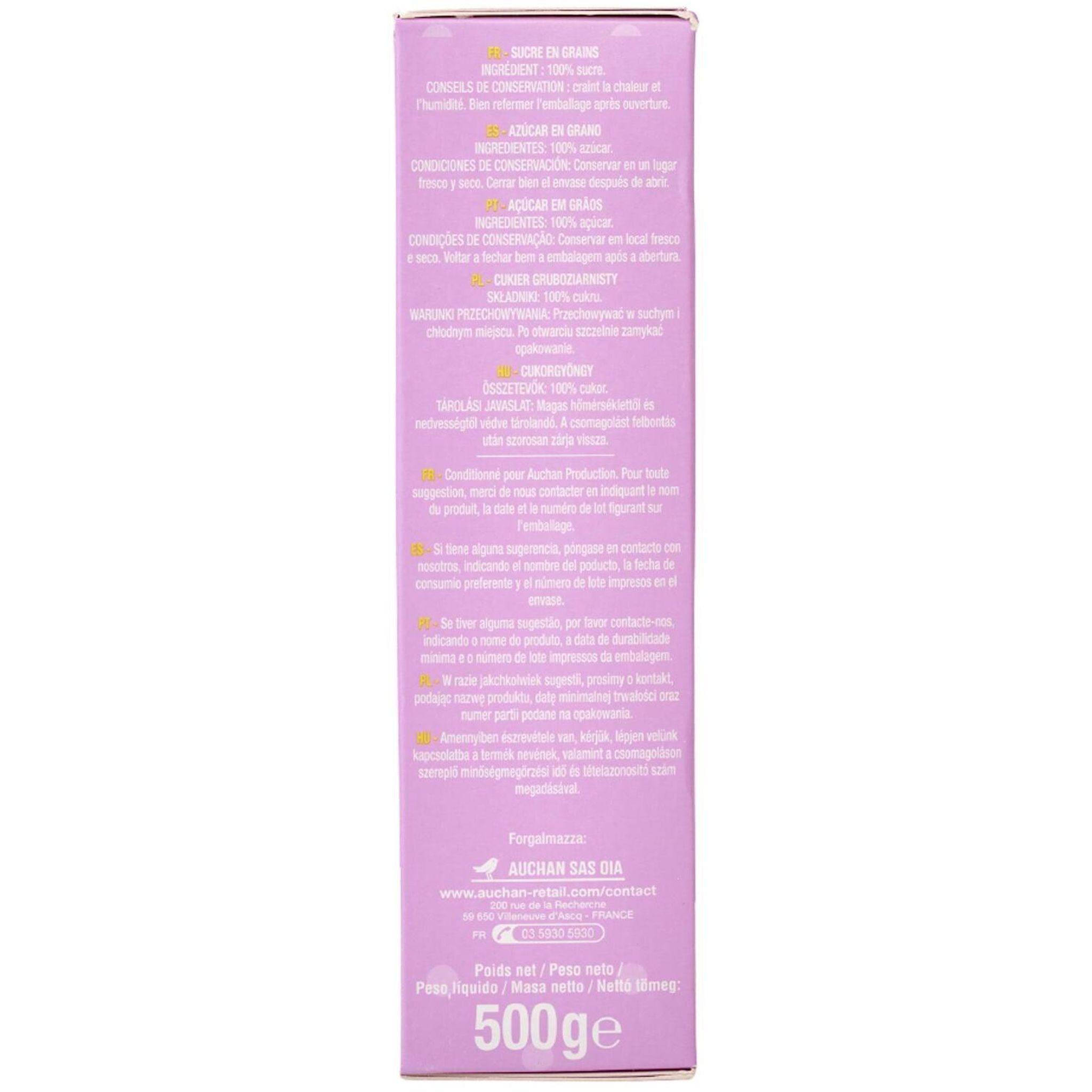 Voir la diapositive 2 : AUCHAN Perles de sucre 500g