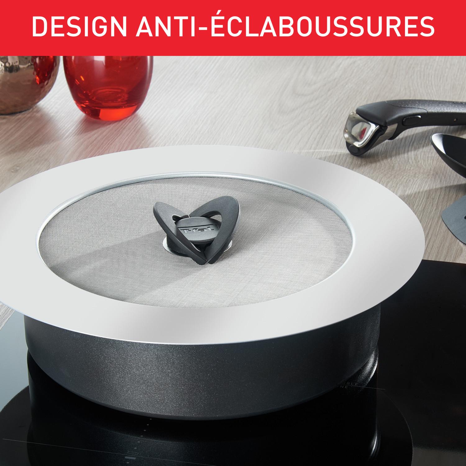 Voir la diapositive 2 : TEFAL Couvercle anti-projection inox 24/30cm Ingenio