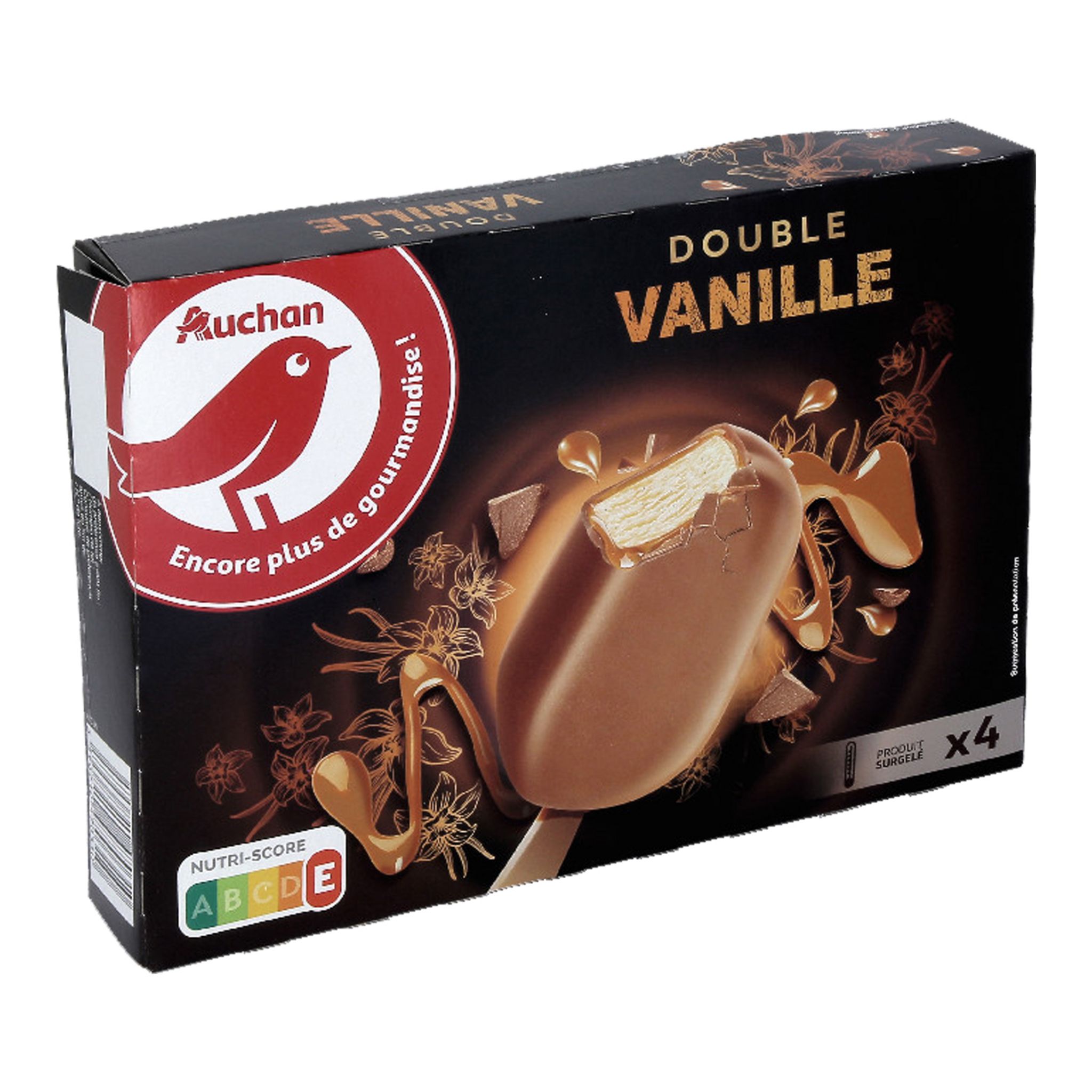 AUCHAN Bat nnet Glac La Vanille Sauce Caramel Et Chocolat Au Lait 4 