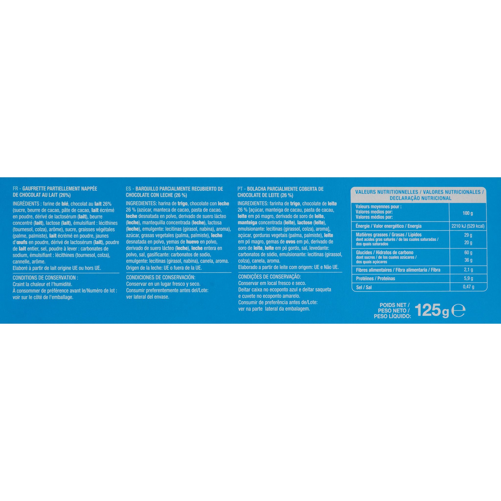 Voir la diapositive 4 : AUCHAN Gaufrettes roulées au chocolat au lait 125g