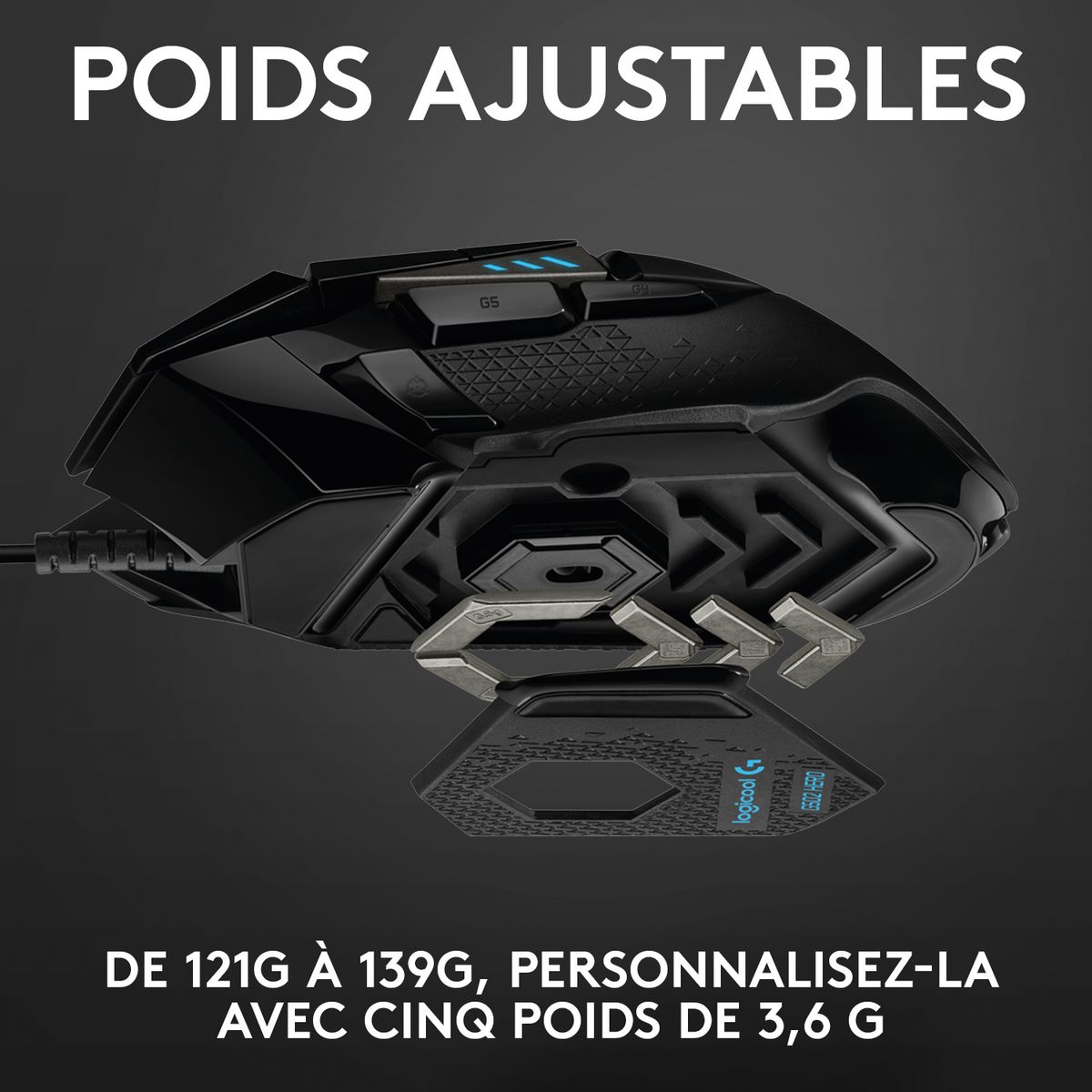 LOGITECH Souris Gaming G502 HERO Filaire RVB pour PC/Mac