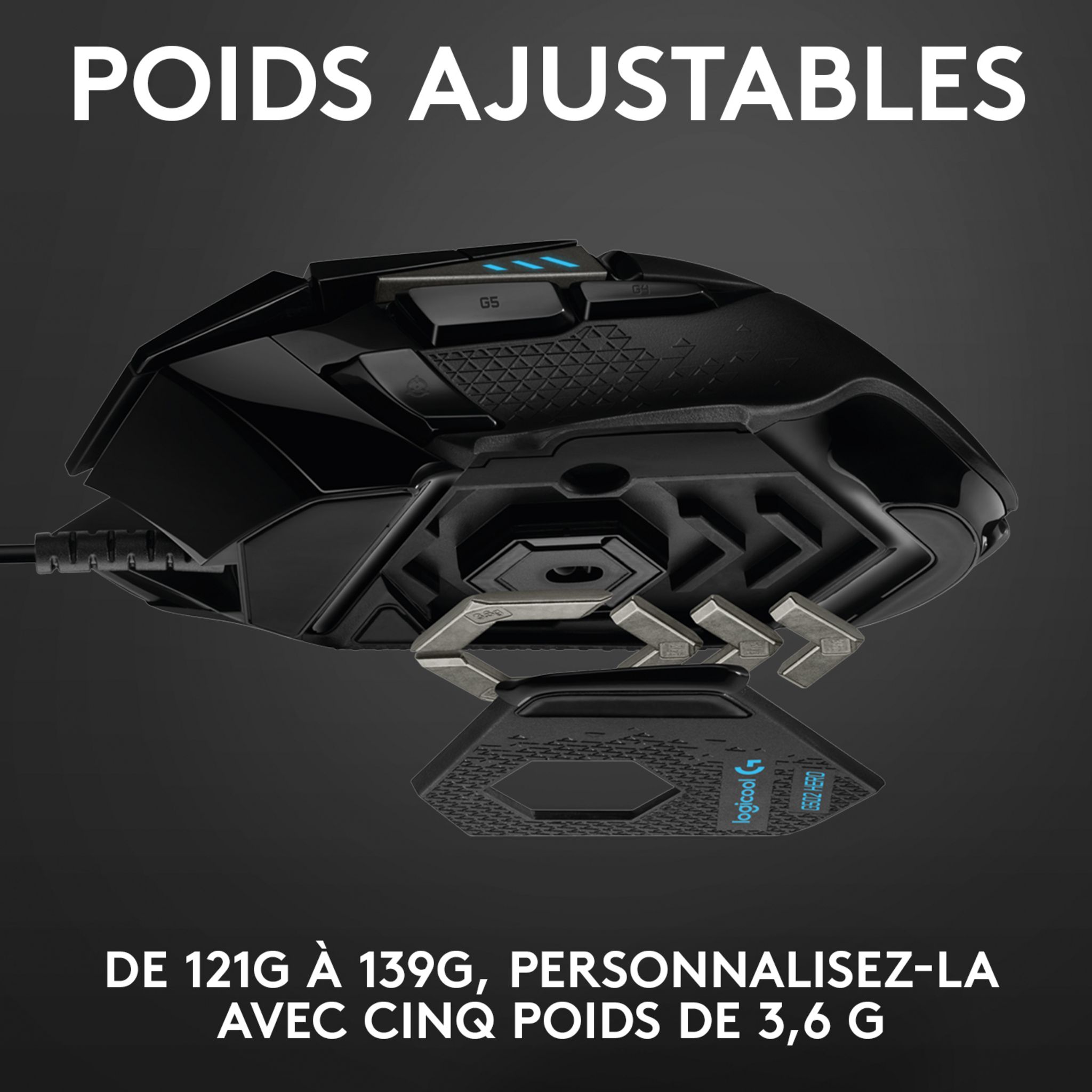 Voir la diapositive 9 : LOGITECH Souris Gaming G502 HERO Filaire RVB pour PC/Mac