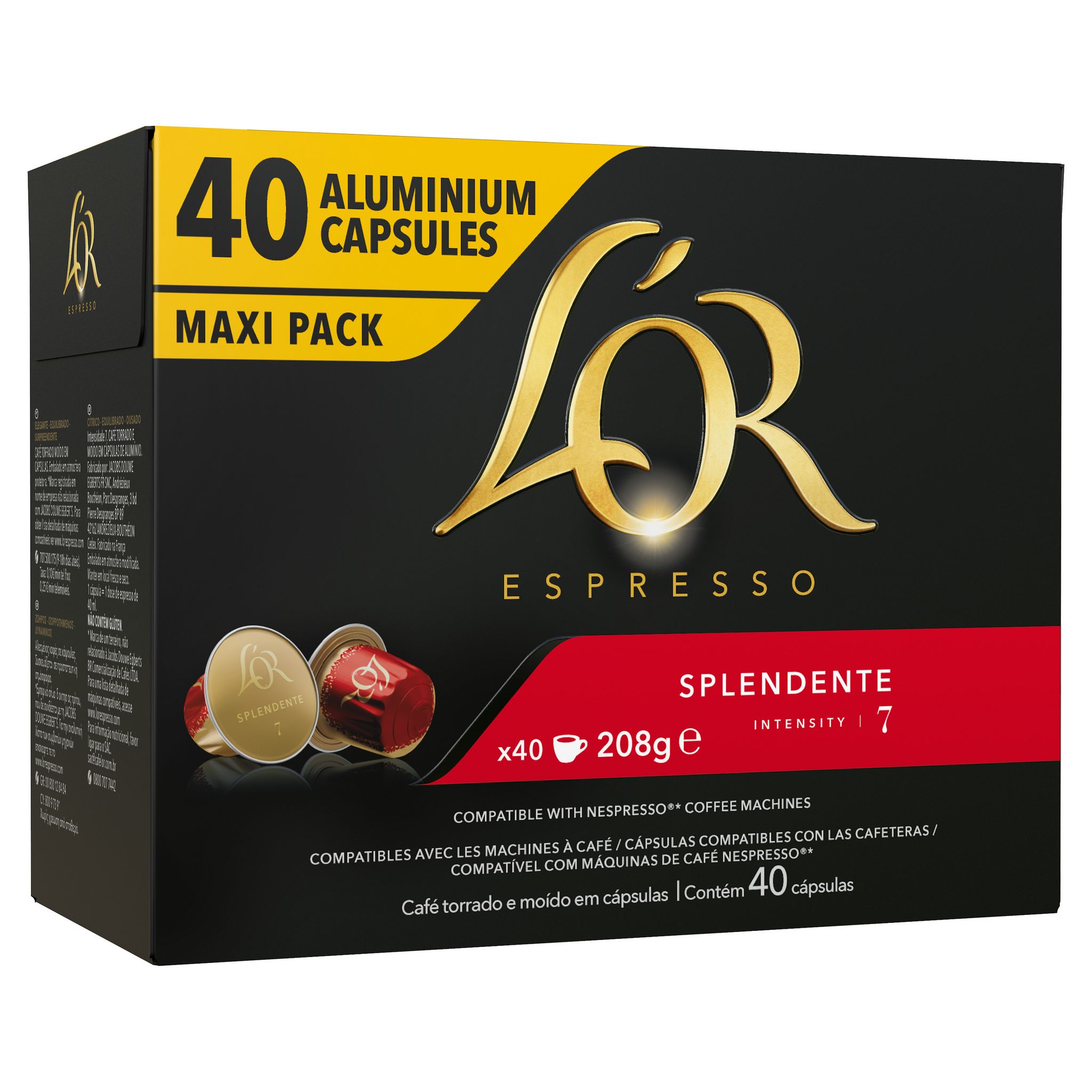 Voir la diapositive 2 : L'OR ESPRESSO Capsules de café splendente intensité 7 compatibles Nespresso 40 capsules 208g