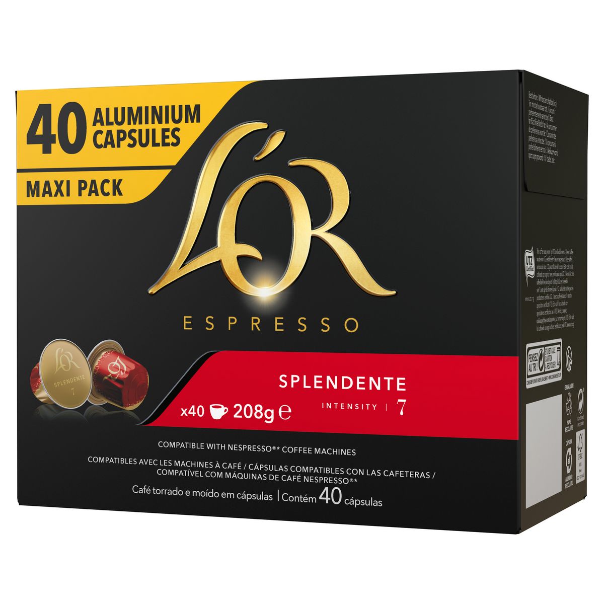 L'OR ESPRESSO Capsules de café splendente intensité 7 compatibles Nespresso 40 capsules 208g