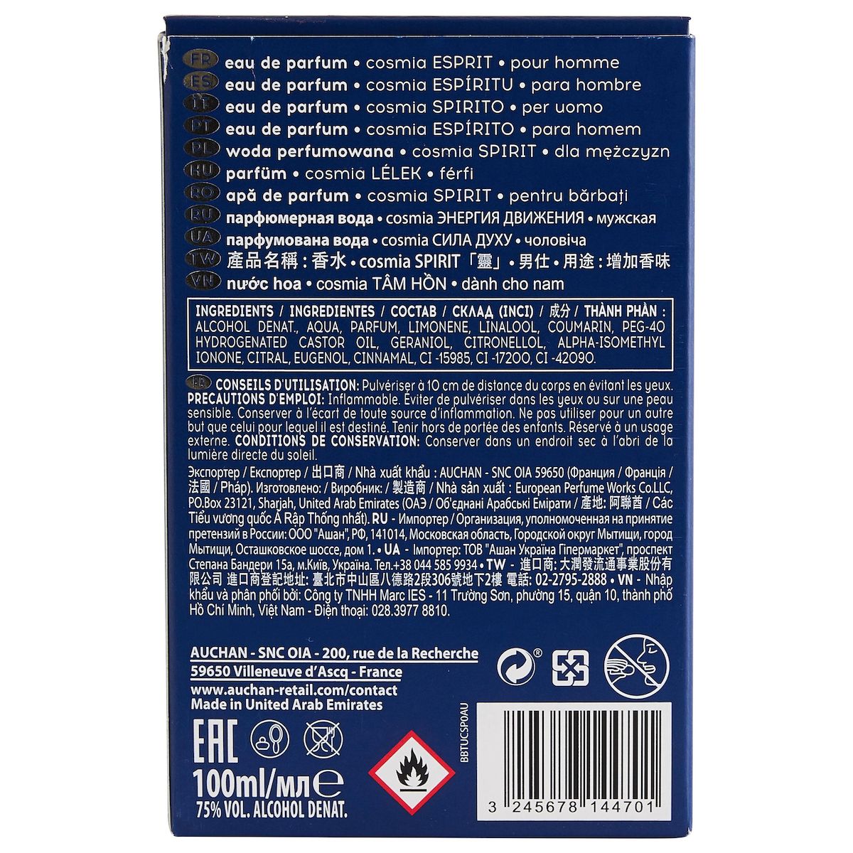 COSMIA Spirit eau de parfum pour homme 100ml
